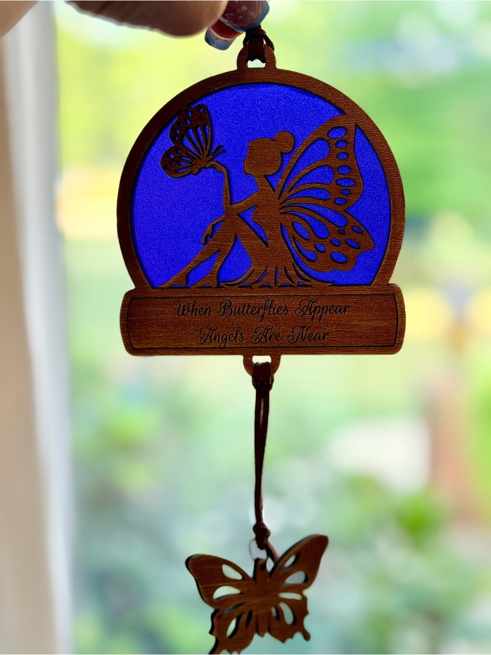Hand crafted by me fairy/butterfly Wood sun catcher customized made to order - Picture 3 of 5
